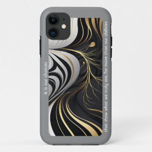Wavy black and gold iPhone Case