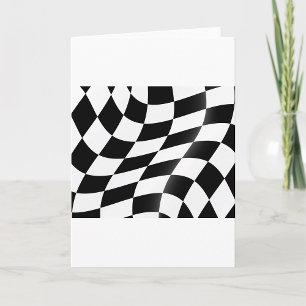 Wavy Black and White Chequered Flag Racing Card