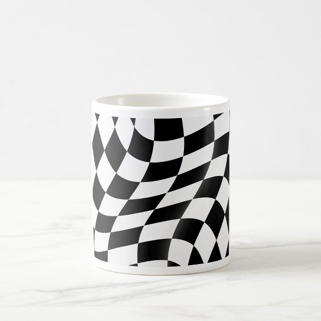 Wavy Black and White Chequered Flag Racing Coffee Mug (Creator Uploaded)