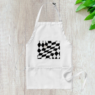 Wavy Black and White Chequered Flag Racing Standard Apron