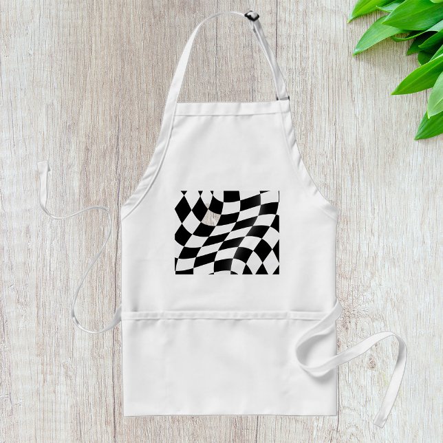 Wavy Black and White Chequered Flag Racing Standard Apron (Creator Uploaded)