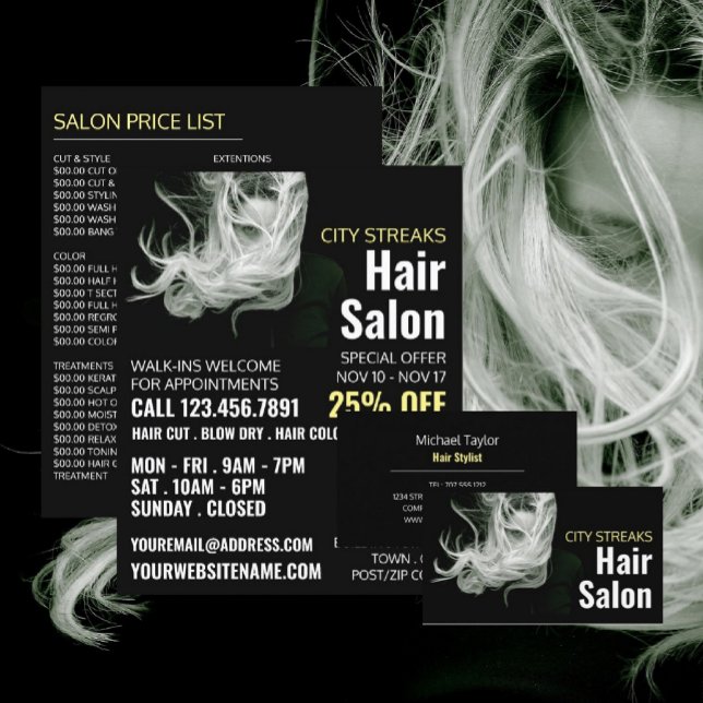 Wavy Blond Hair, Hair Stylist, Hair Salon Advert Flyer (Creator Uploaded)