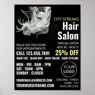 Wavy Blond Hair, Hair Stylist, Hair Salon Advert Poster