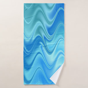 Wavy Blue Abstract Bath Towel