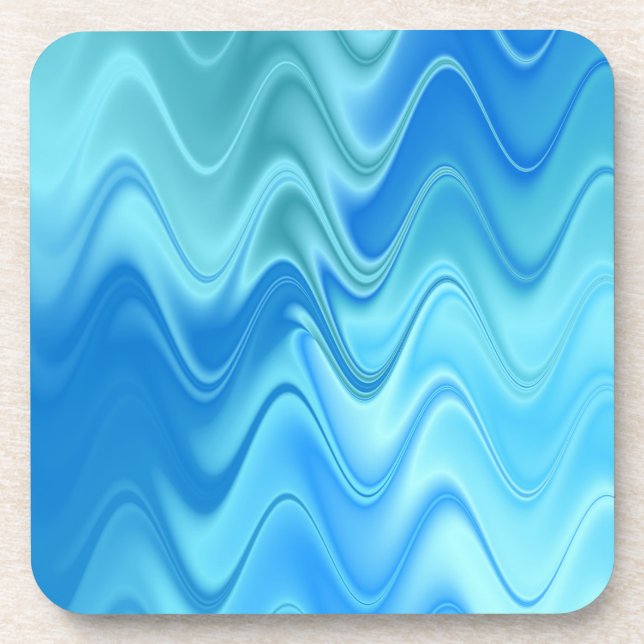 Wavy Blue Abstract Coaster (Front)