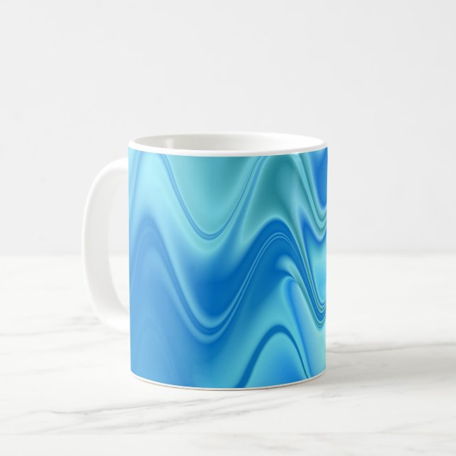 Wavy Blue Abstract Coffee Mug (Front Left)