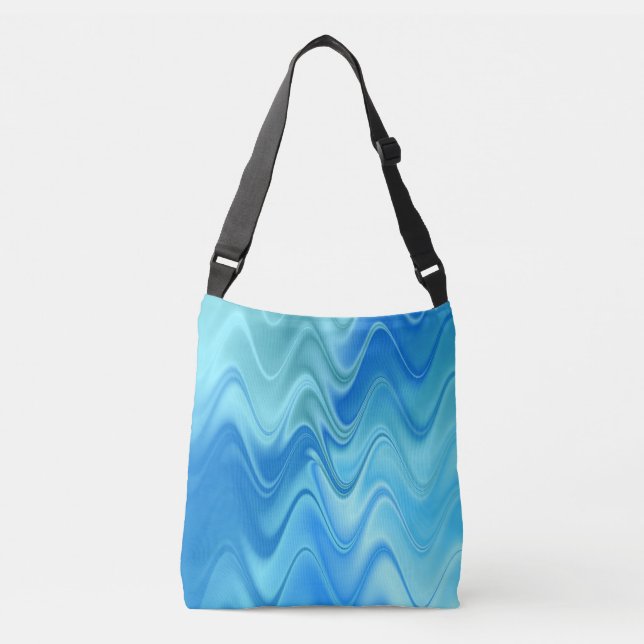 Wavy Blue Abstract Crossbody Bag (Front)