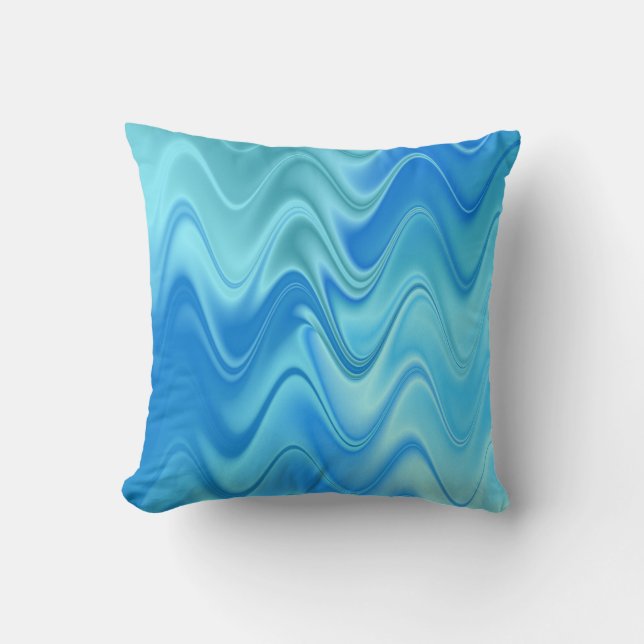 Wavy Blue Abstract Cushion (Front)