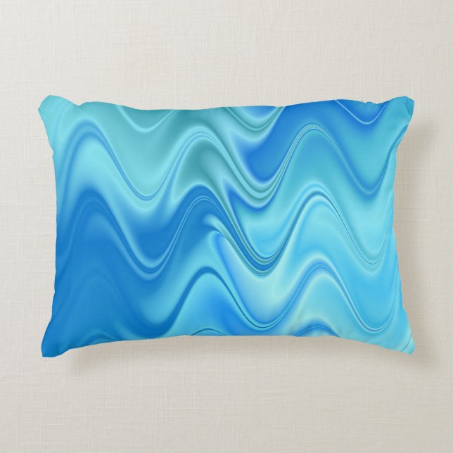 Wavy Blue Abstract Decorative Cushion (Front)
