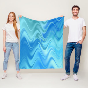 Wavy Blue Abstract Fleece Blanket