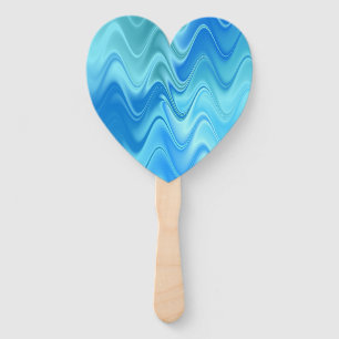 Wavy Blue Abstract Hand Fan