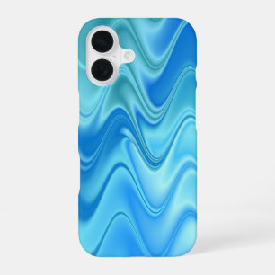 Wavy Blue Abstract iPhone 16 Case