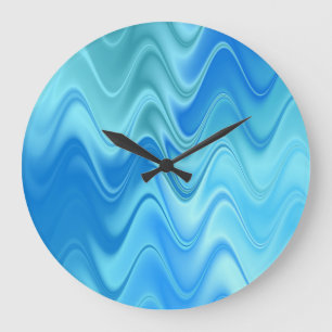 Wavy Blue Abstract Large Clock
