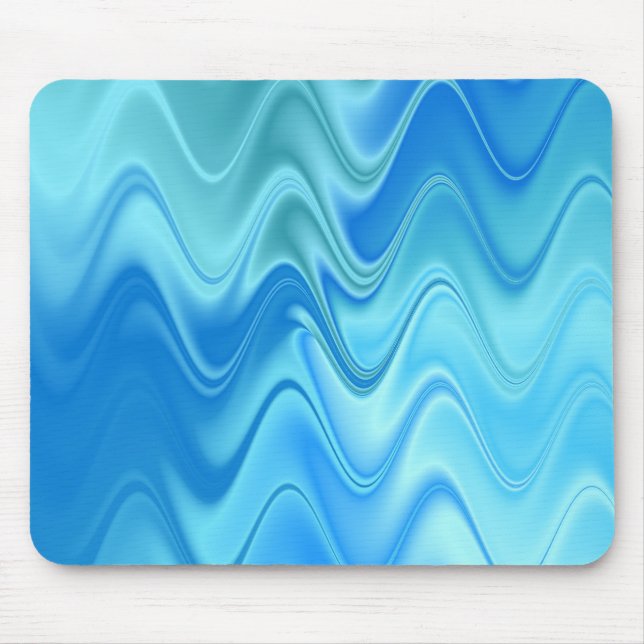 Wavy Blue Abstract Mouse Pad (Front)