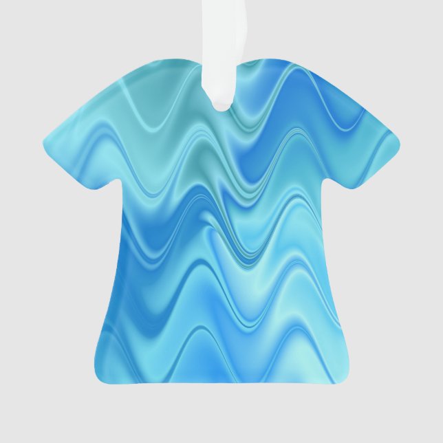 Wavy Blue Abstract Ornament (Front)