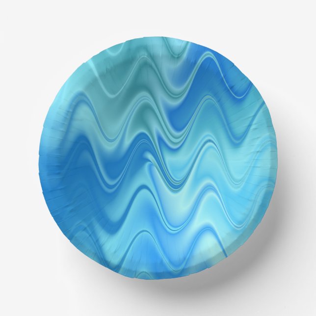 Wavy Blue Abstract Paper Plate (Front)