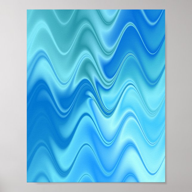 Wavy Blue Abstract Poster (Front)