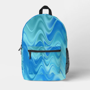 Wavy Blue Abstract Printed Backpack