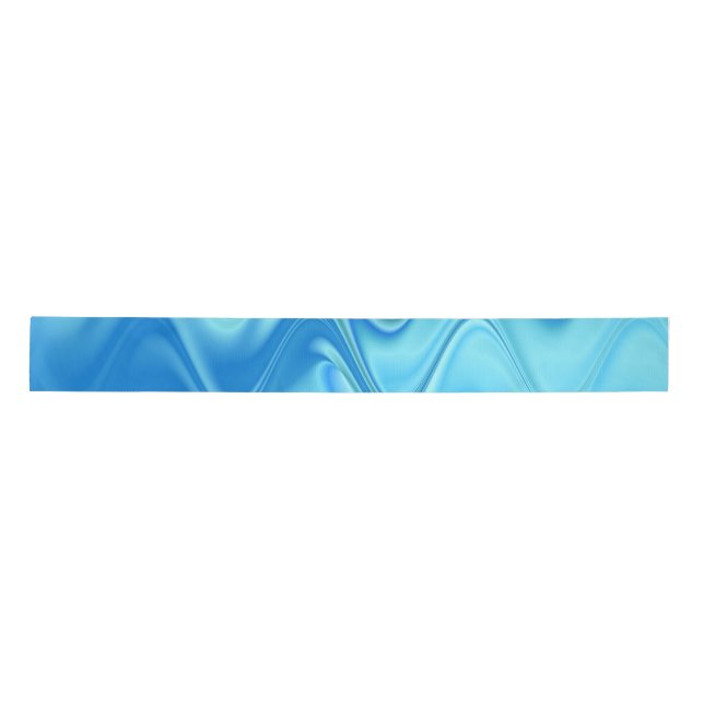 Wavy Blue Abstract Satin Ribbon (Front)