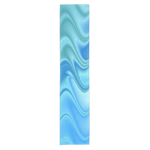 Wavy Blue Abstract Short Table Runner