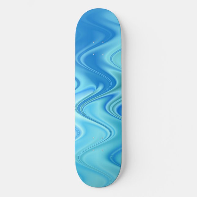 Wavy Blue Abstract Skateboard (Front)