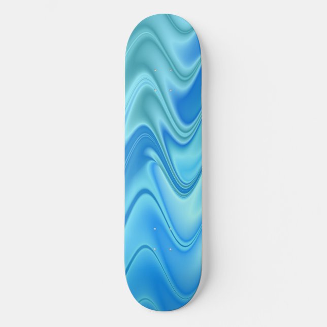Wavy Blue Abstract Skateboard (Front)