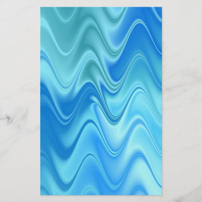 Wavy Blue Abstract Stationery (Front)