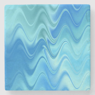 Wavy Blue Abstract Stone Coaster