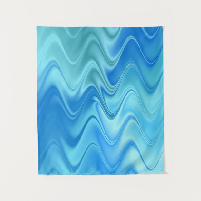 Wavy Blue Abstract Tapestry (Front)