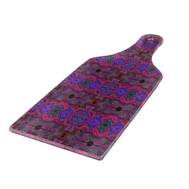 Wavy Blue and Rainbow Red Trippy Pattern Cutting Board (Corner)