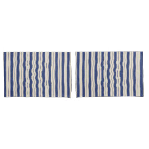Wavy Blue and White Stripes Pillowcase