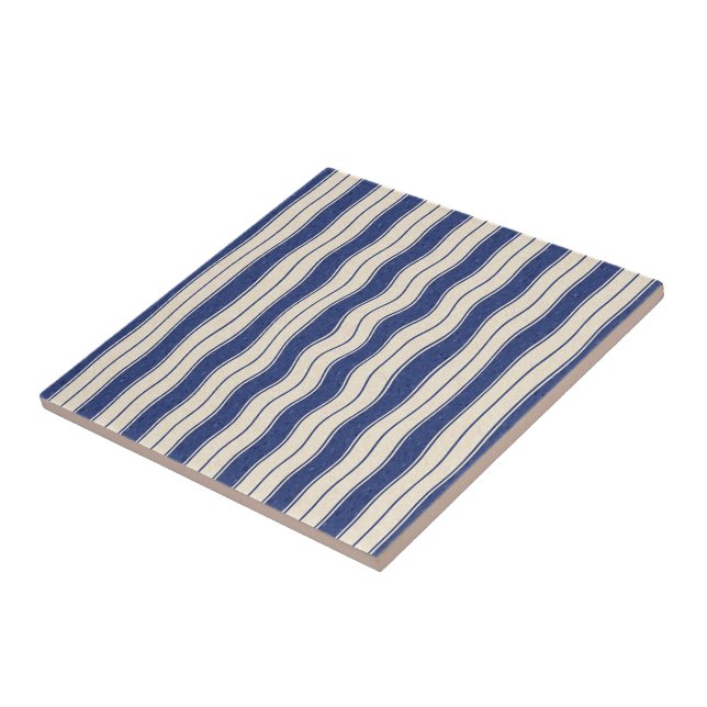 Wavy Blue and White Stripes Tile (Side)