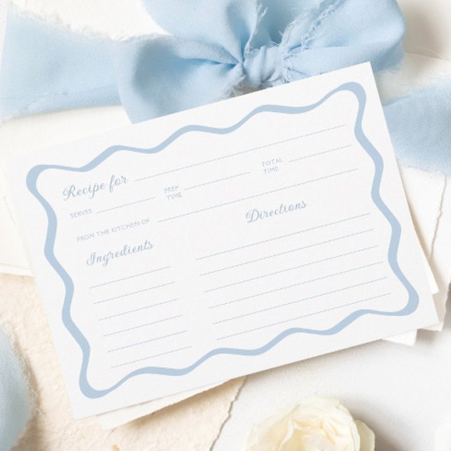 Wavy Blue Bridal Shower Recipe Card (Creator Uploaded)