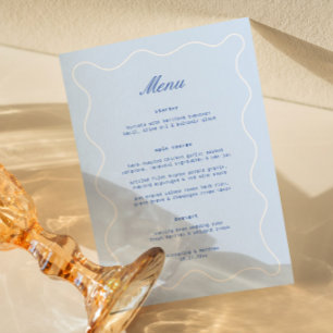 Wavy Blue Coastal Wedding Menu