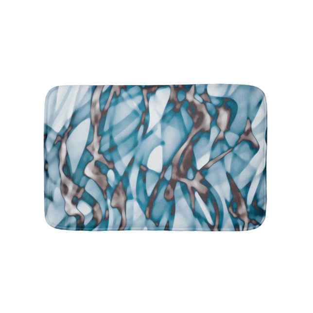 Wavy Blue Gold Abstract Art  Bath Mat (Front)