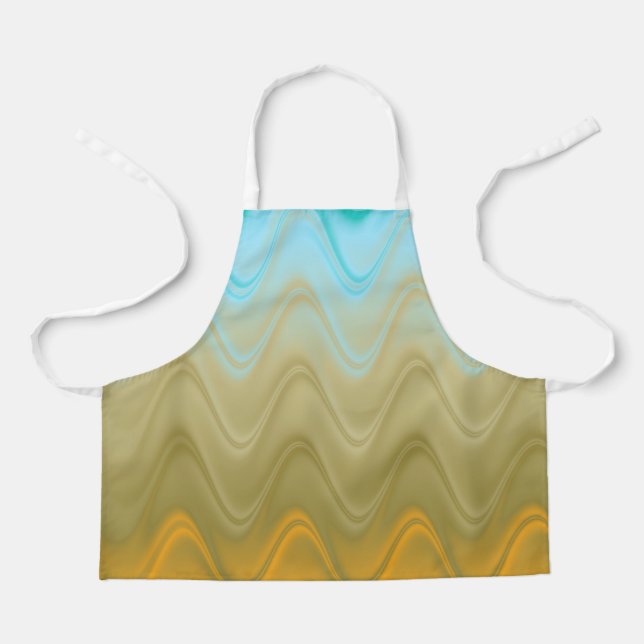 Wavy Blue Green Orange Abstract Apron (Front)