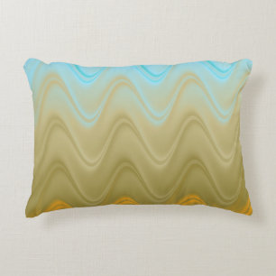 Wavy Blue Green Orange Abstract Decorative Cushion