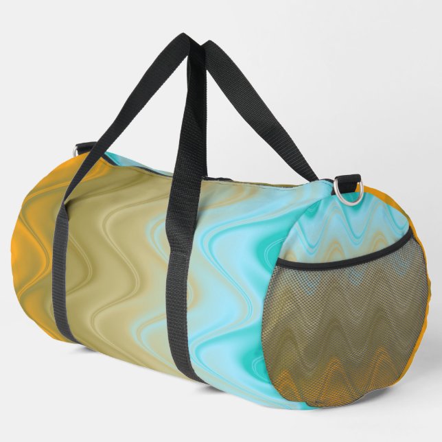 Wavy Blue Green Orange Abstract Duffle Bag (Right Corner)