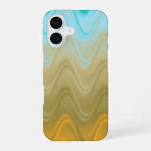 Wavy Blue Green Orange Abstract iPhone 16 Case