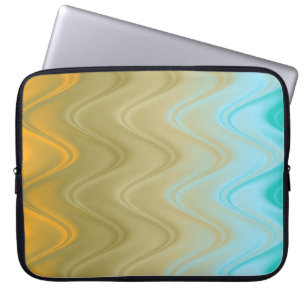 Wavy Blue Green Orange Abstract Laptop Sleeve