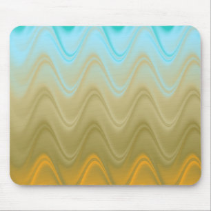 Wavy Blue Green Orange Abstract Mouse Pad