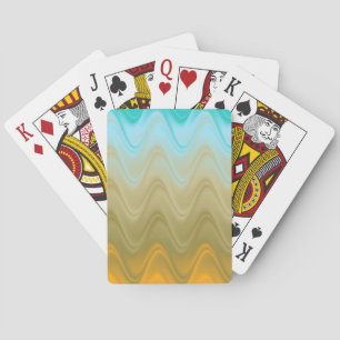 Wavy Blue Green Orange Abstract Playing Cards