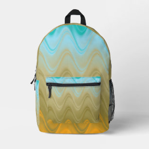 Wavy Blue Green Orange Abstract Printed Backpack