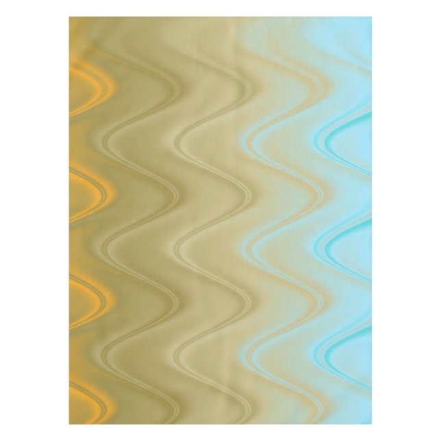 Wavy Blue Green Orange Abstract Tablecloth (Front)