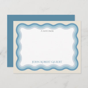 Wavy Blue Lines Boys Personalised Flat Card
