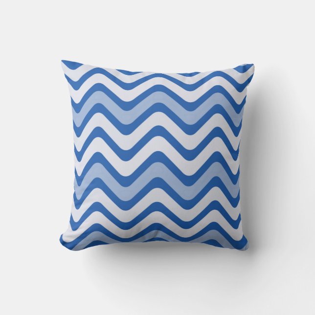 Wavy Blue Pattern Cushion (Front)