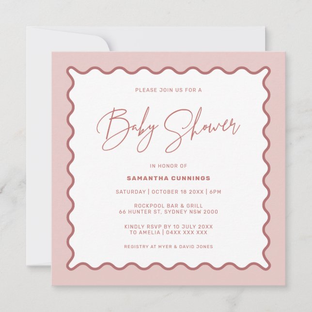 Wavy Border Baby Shower Invitation (Front)
