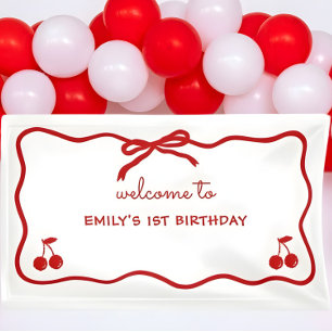 Wavy Border Hand Drawn Cherry on Top Banner