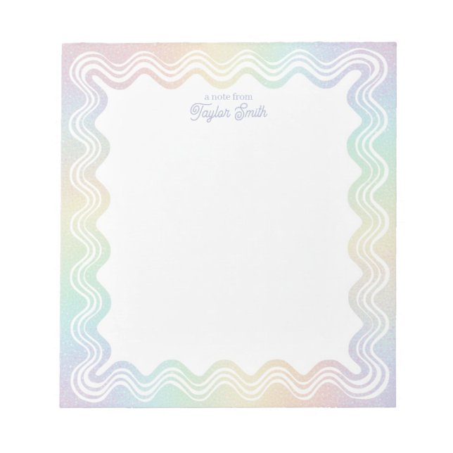 Wavy Border Pastel Rainbow Personalized Name Notepad (Front)