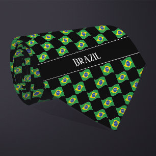 Wavy Brazil Flag Pattern Tie